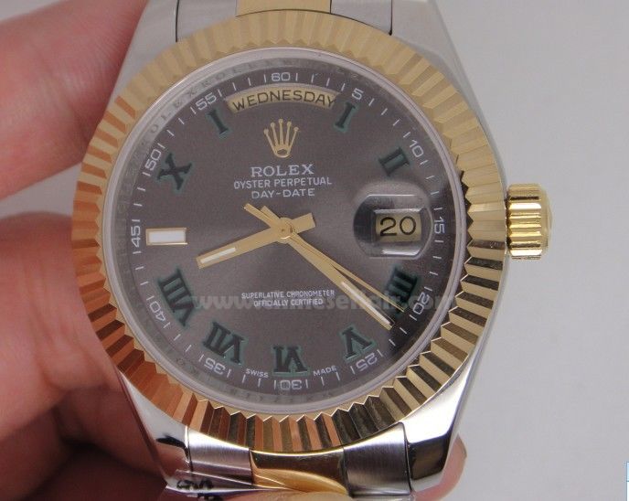 Rolex Day-Date II 2-Tone Gray Dail Roman Watch 41mm